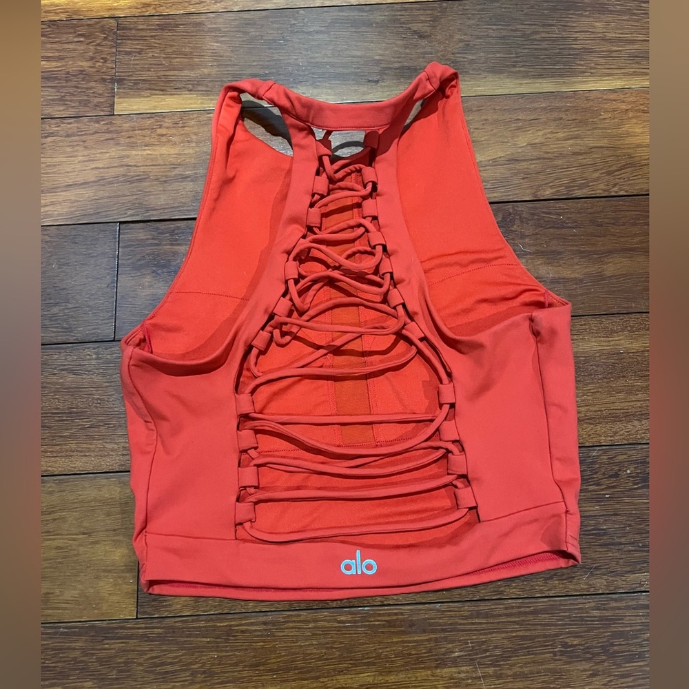 ALO Yoga Red Lace-Back Sports Bra